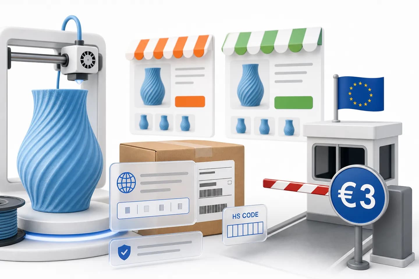 The EU's new 3 euro low-value duty is a SKU-data problem for 3D print sellers